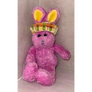 1999 GAC Pink Easter Rabbit Plush 11" H Bunny Spring Hat Stuffed Animal MINT